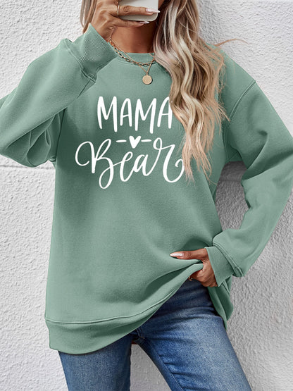 Letter Graphic Round Neck Long Sleeve Sweatshirt 