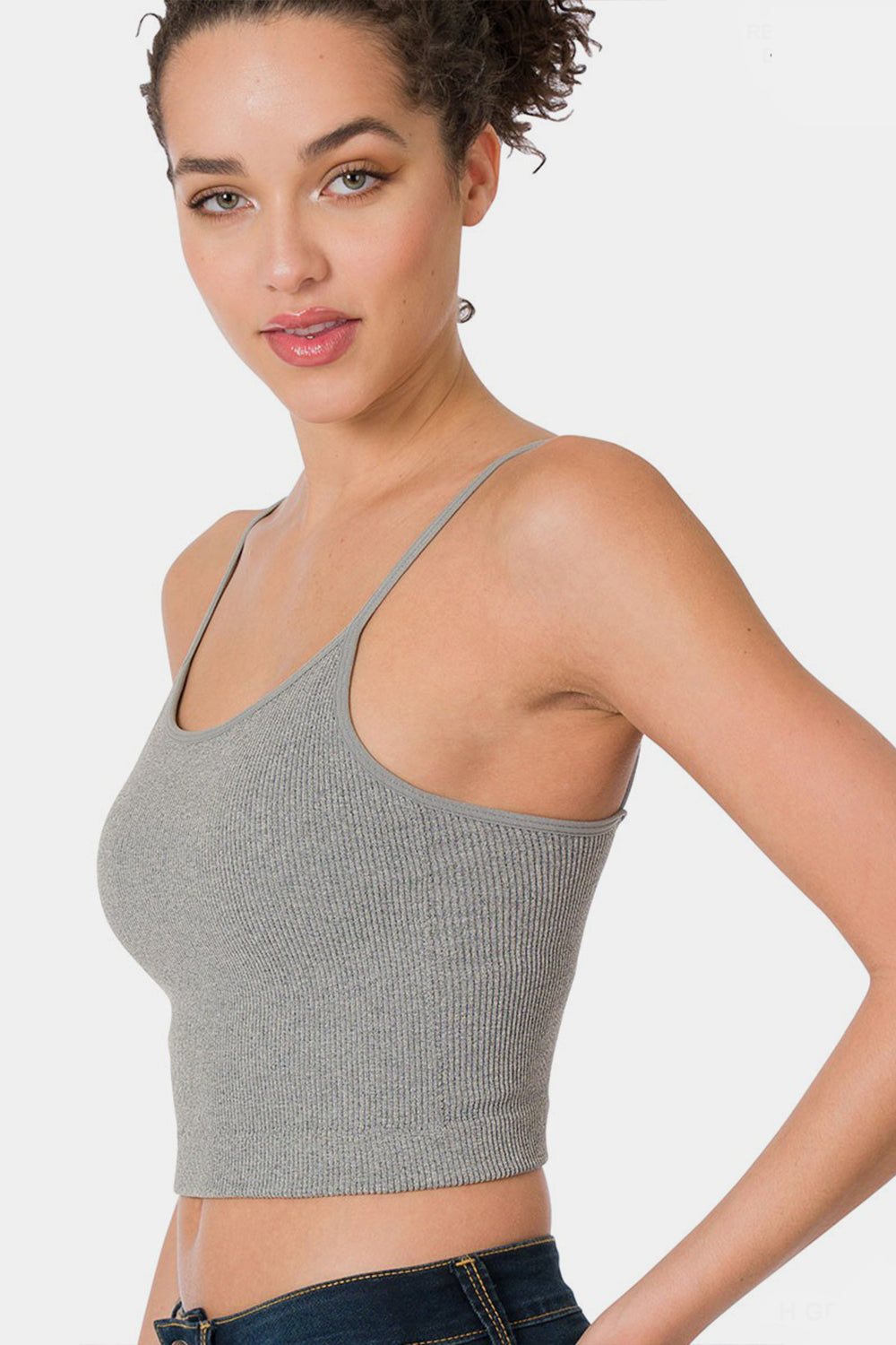 Zenana Ribbed Seamless Cropped Cami with Bra Pads 