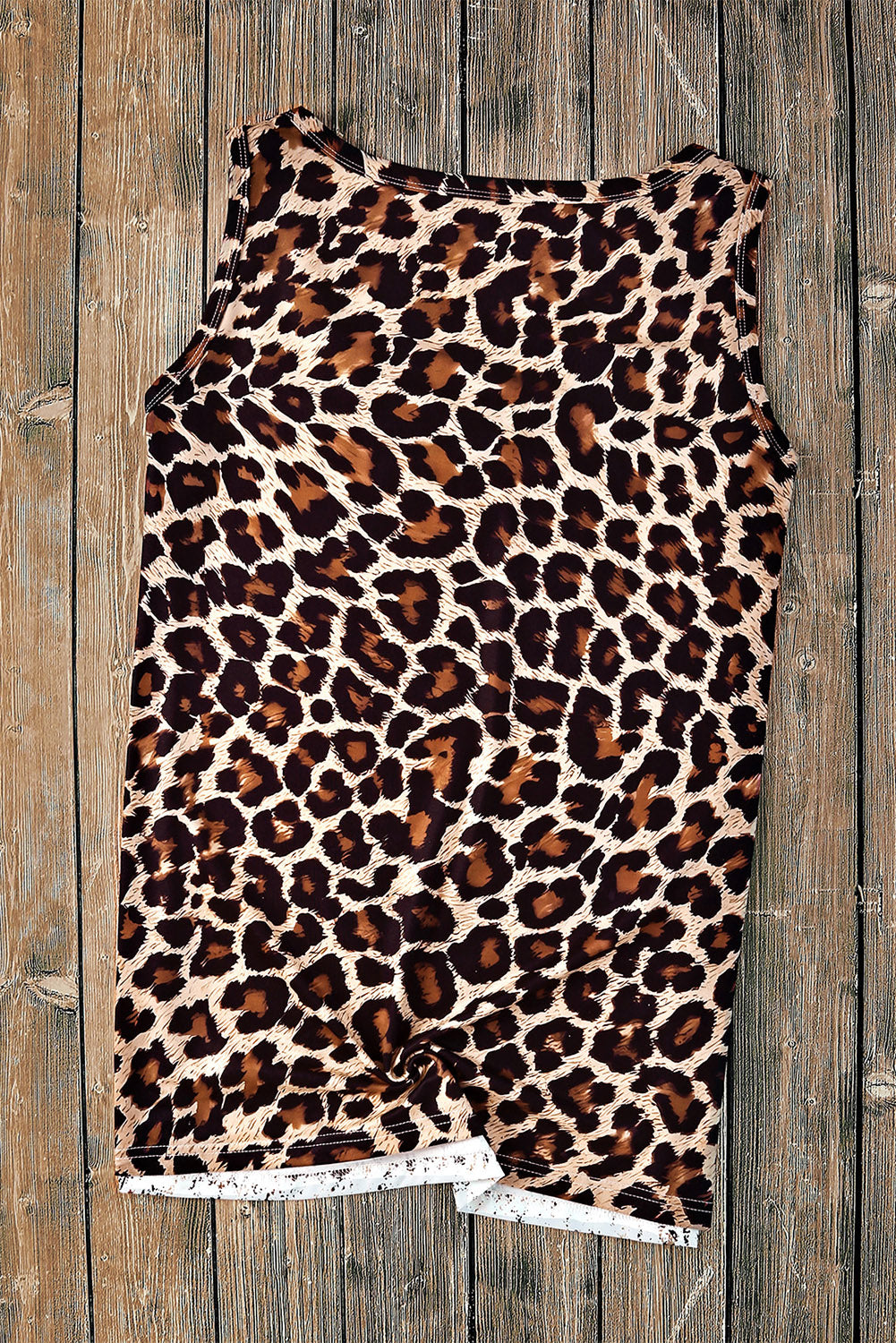 Leopard Color Block Scoop Neck Tunic Tank 