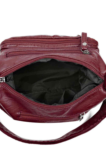 Multi-Pocket PU Leather Crossbody Bag 