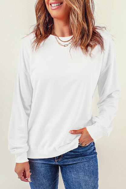 Round Neck Dropped Shoulder Sweatshirt 