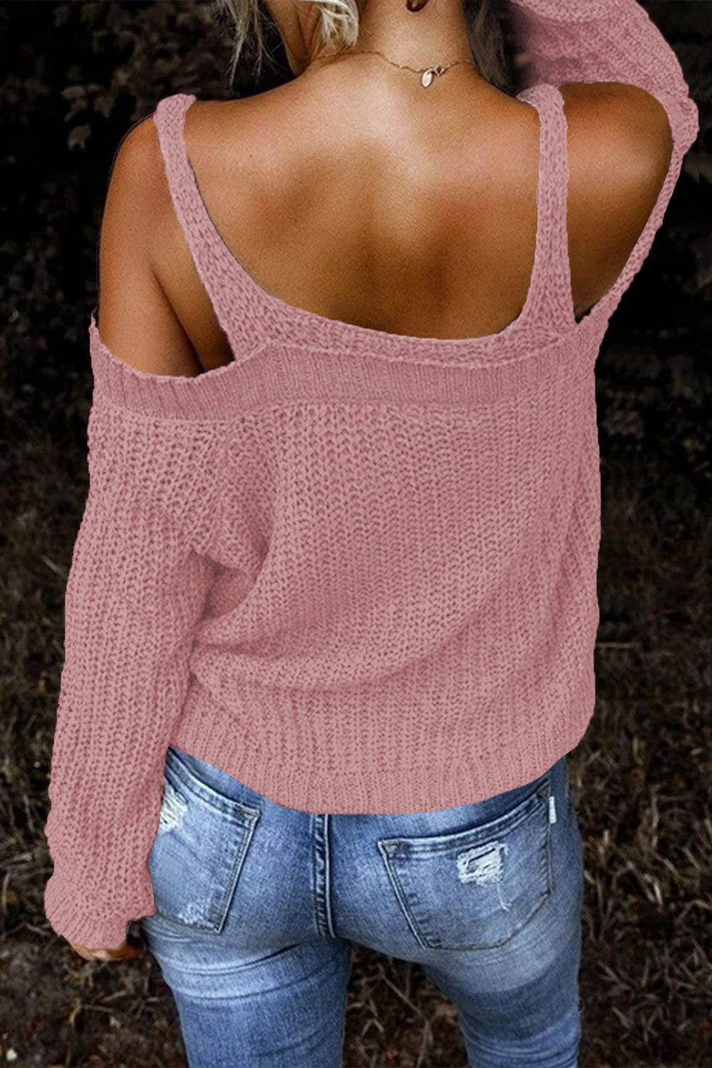 Long Sleeve Cold Shoulder Sweater 