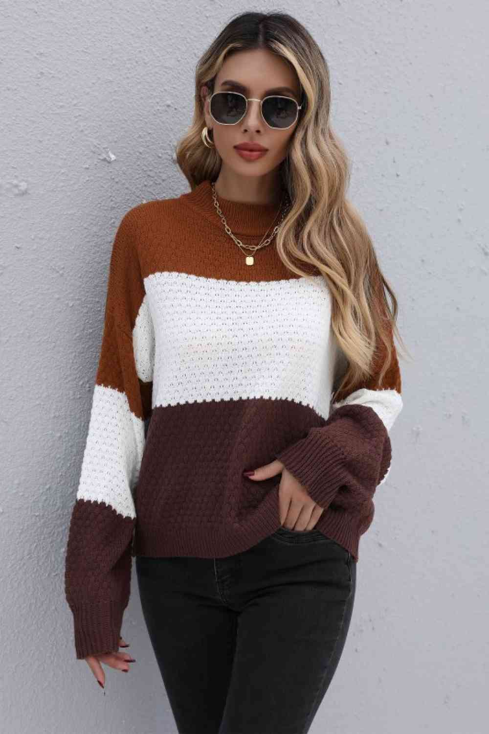 Color Block Long Sleeve Sweater 