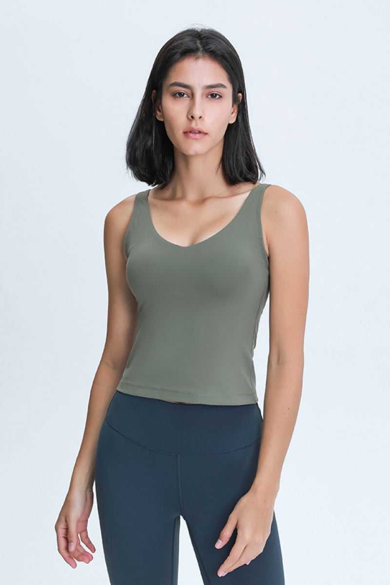 V Neck Active Tank - Babbazon Tops