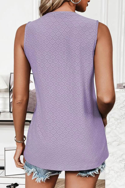 Eyelet Round Neck Tank 