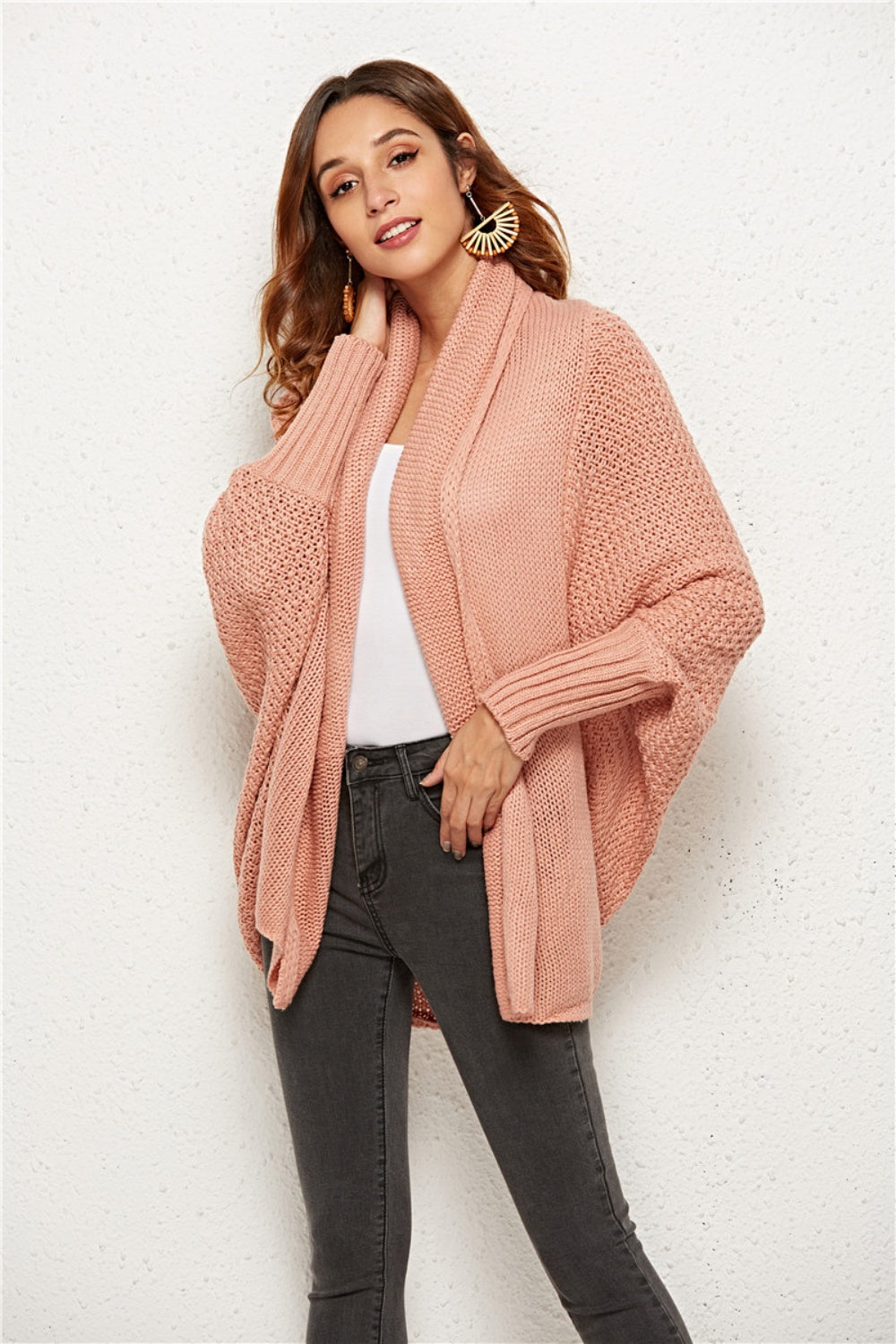 Open Front Batwing Sleeve Cardigan 