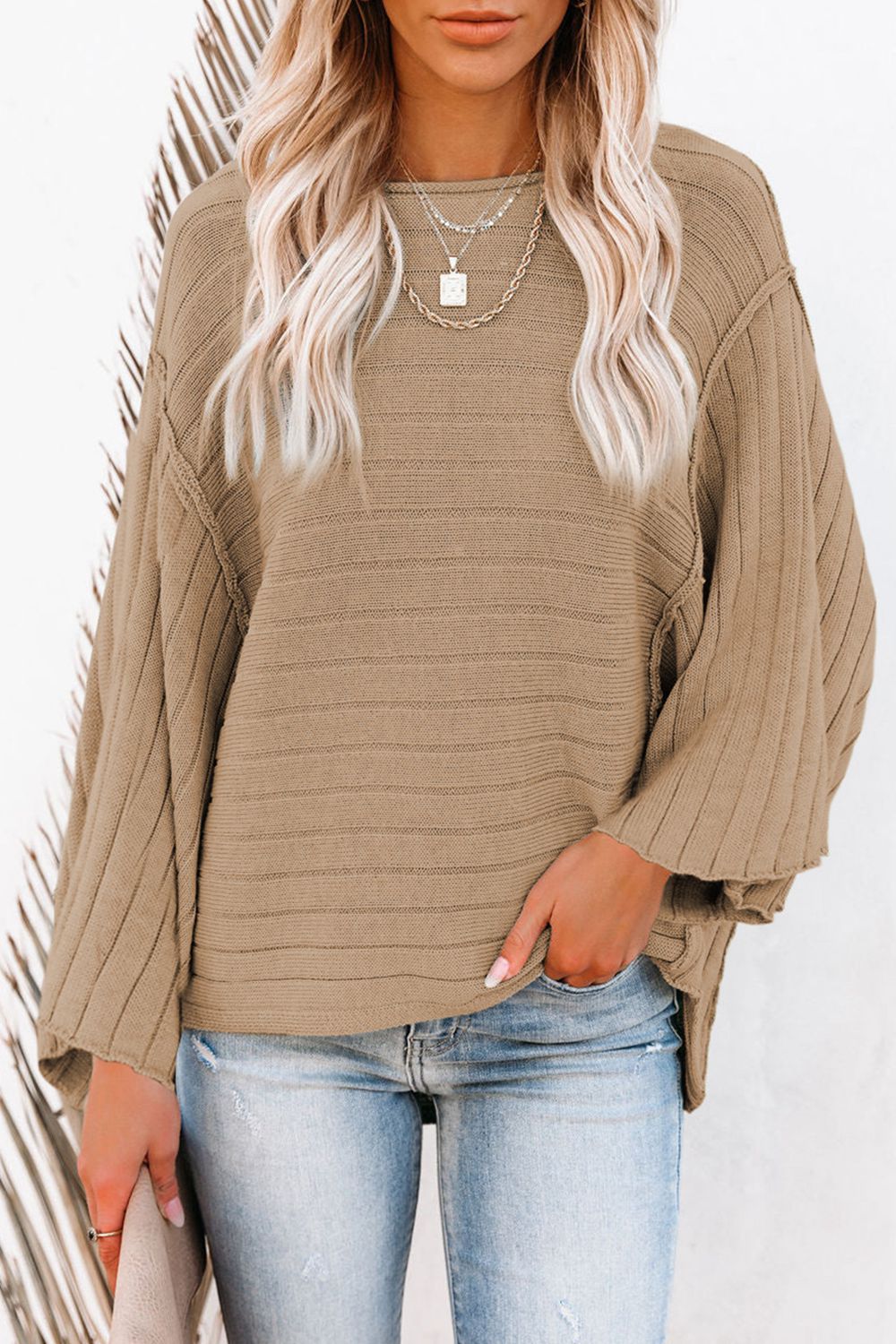 Round Neck Long Sleeve Knit Top 