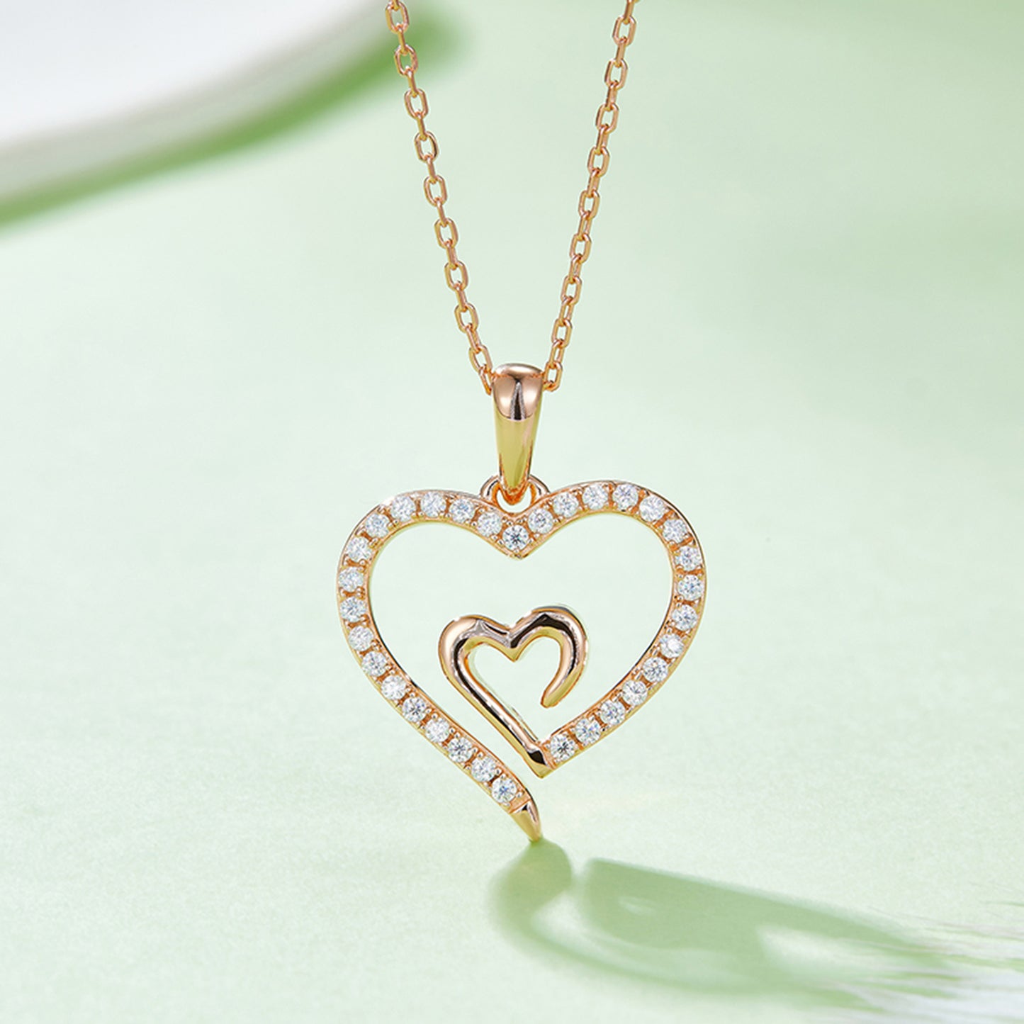 Moissanite 925 Sterling Silver Heart Pendant Necklace 