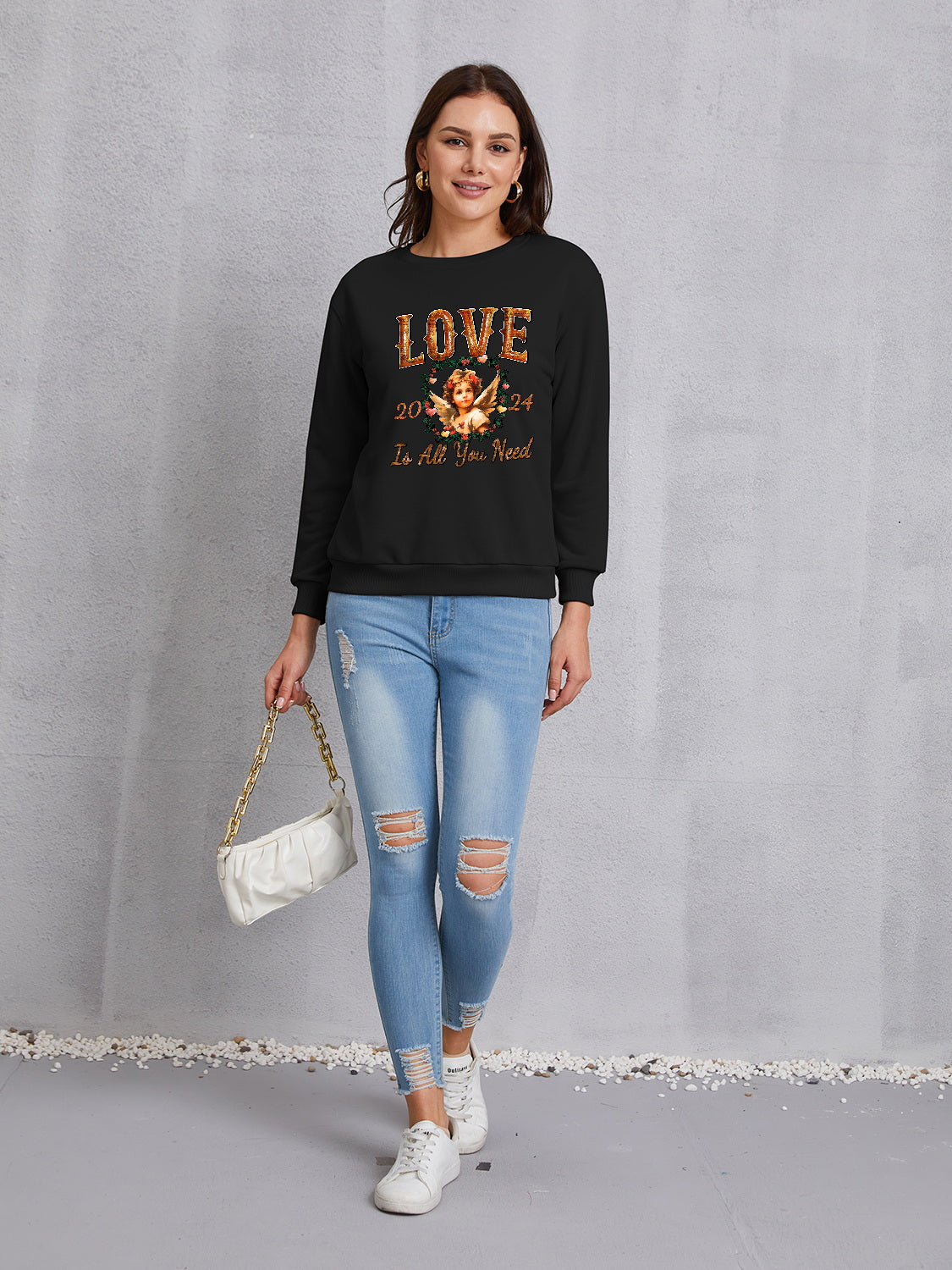 LOVE IS ALL YOU NEED Round Neck Sweatshirt 