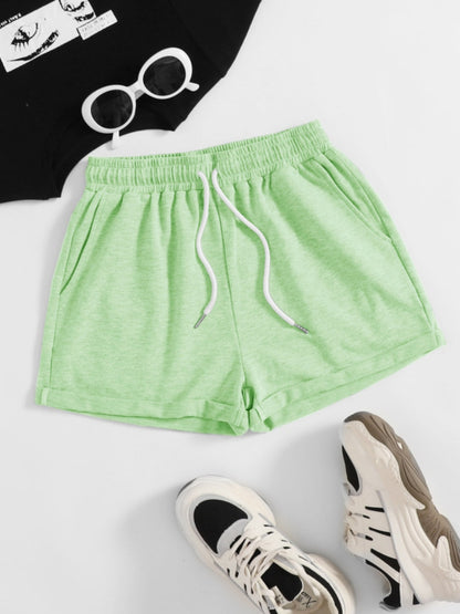 Drawstring Pocketed Elastic Waist Shorts 