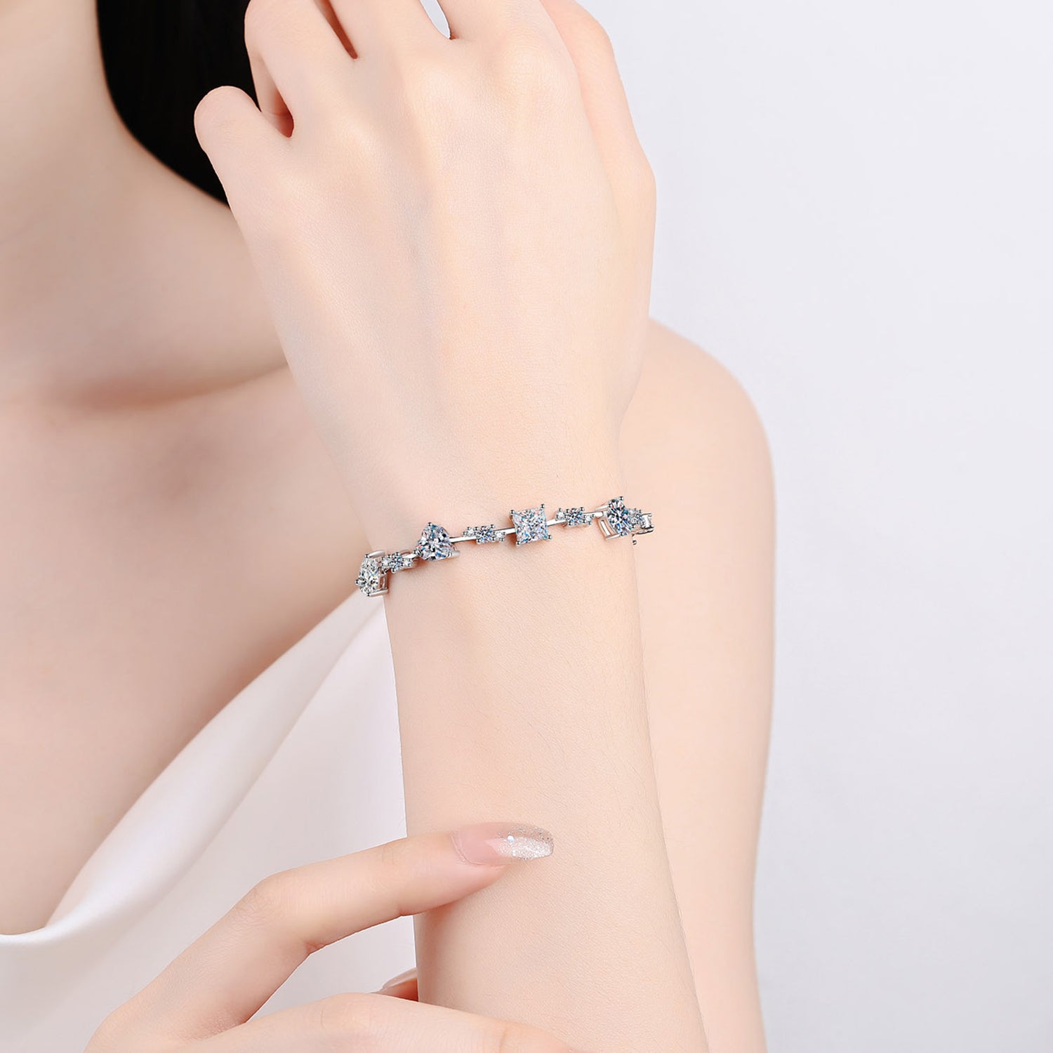 6.2 Carat Moissanite 925 Sterling Silver Bracelet 