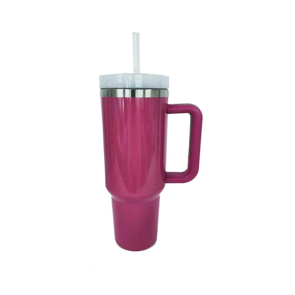 Stainless Steel Tumbler with Handle and Straw 