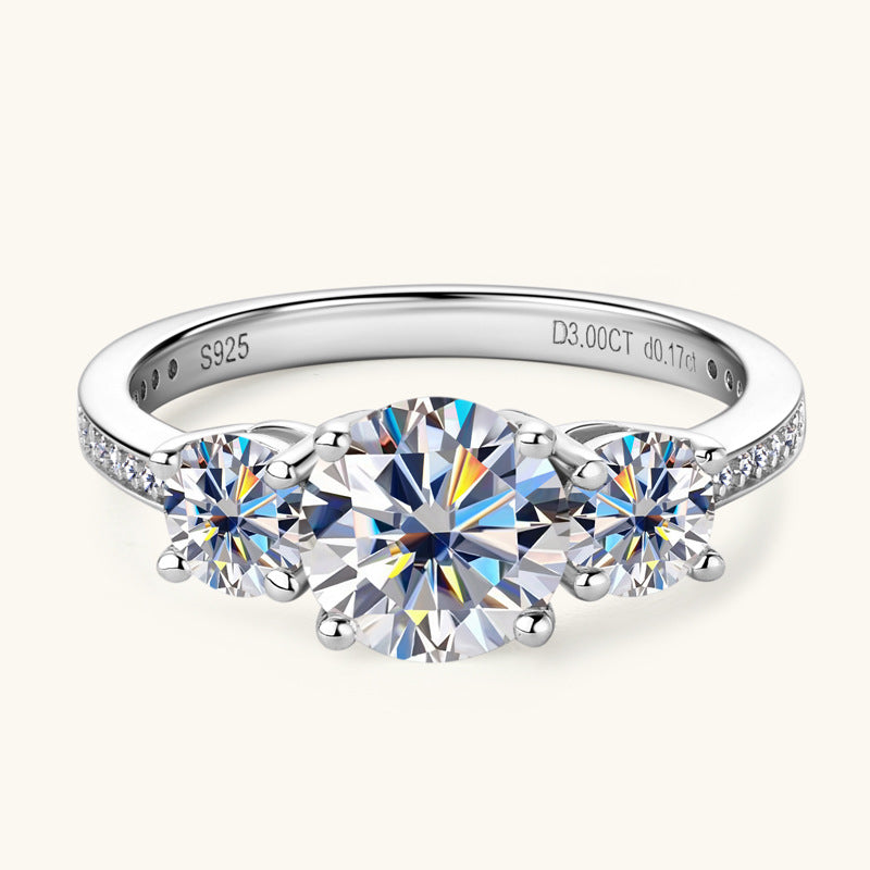 3 Carat Moissanite 925 Sterling Silver Ring 