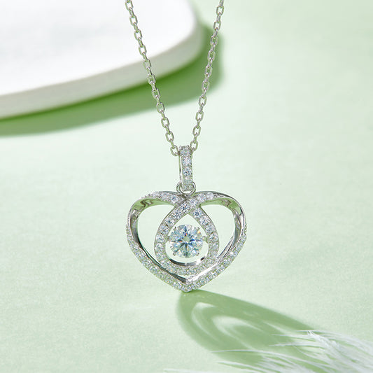 Moissanite 925 Sterling Silver Heart Shape Necklace 