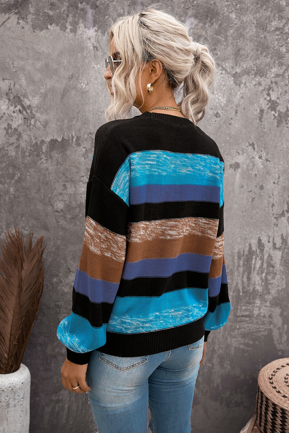 Cozy For Keeps Color Block Drop Shoulder Sweater 