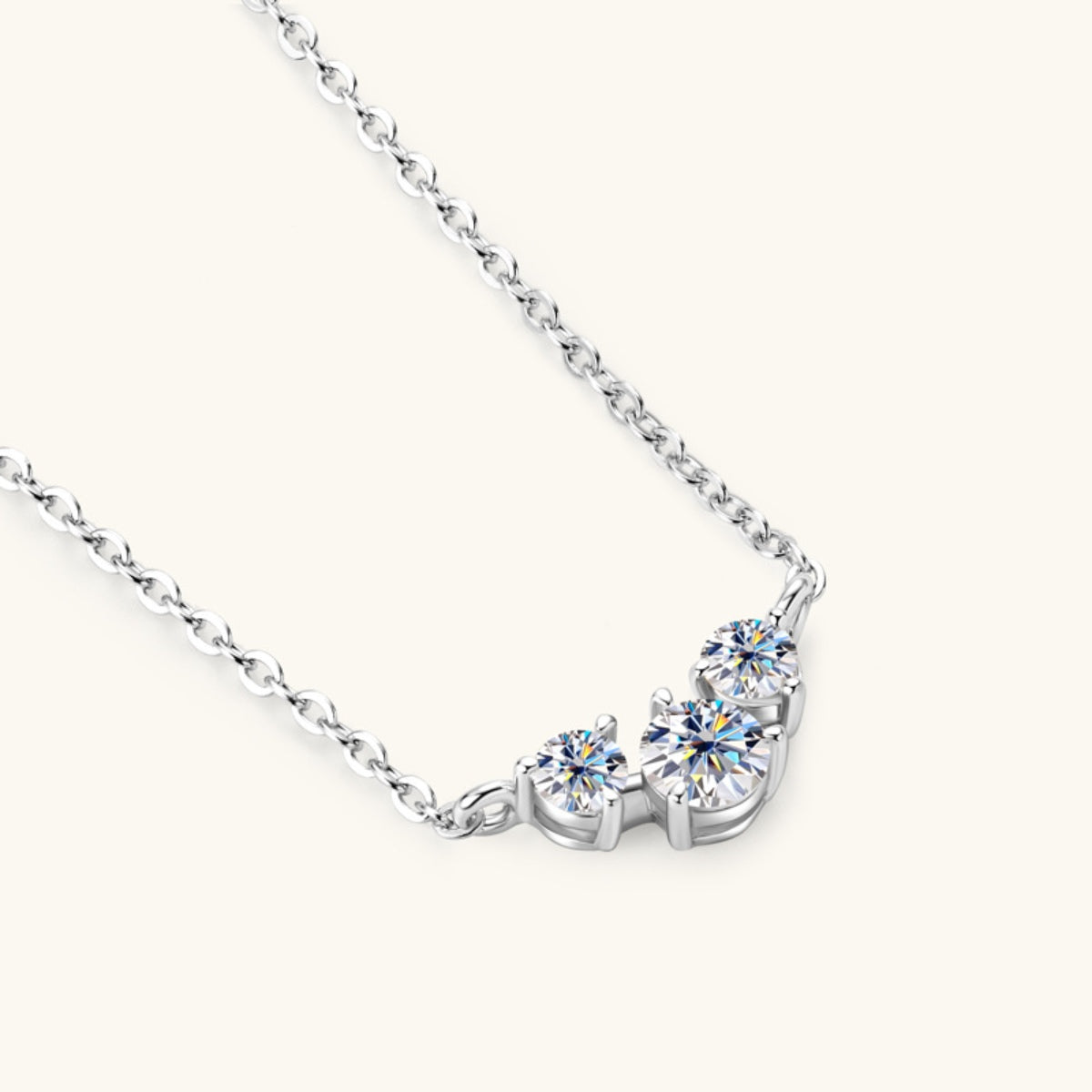 925 Sterling Silver Inlaid Moissanite Necklace 