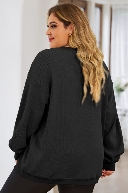 Plus Size Lip Graphic Round Neck Drop Shoulder Sweatshirt 