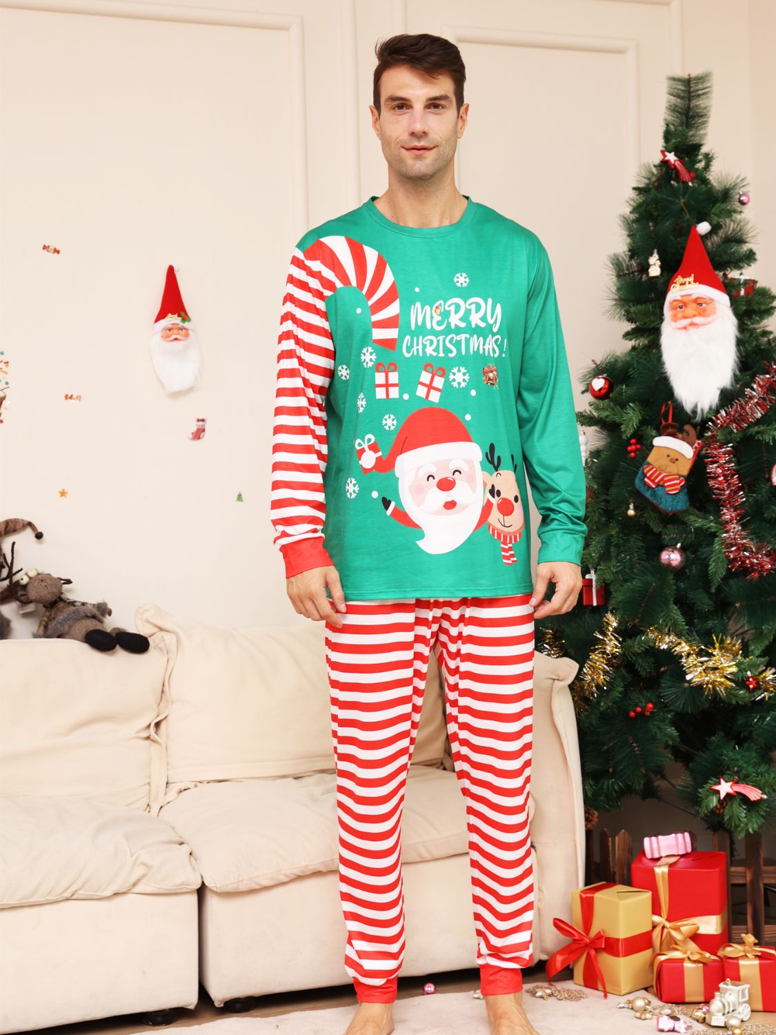 Full Size MERRY CHRISTMAS Top and Pants Set 