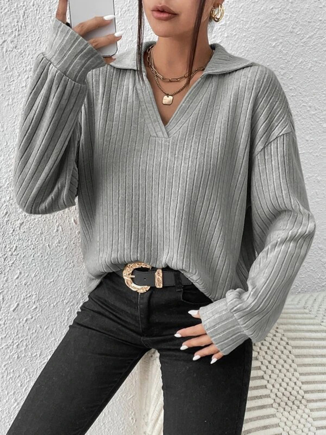 Johnny Collar Ribbed Top 