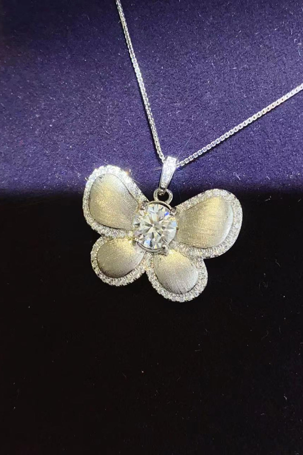 1 Carat Moissanite Butterfly Pendant Necklace 