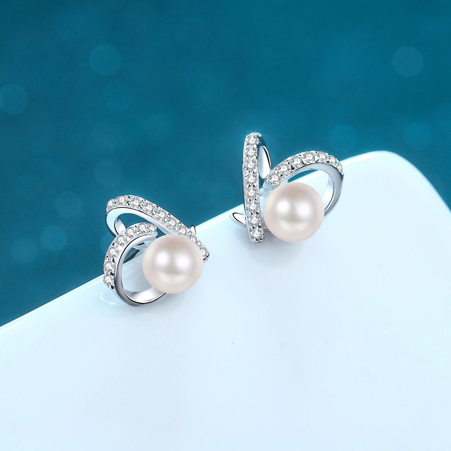 Natural Pearl Moissanite 925 Sterling Silver Earrings 