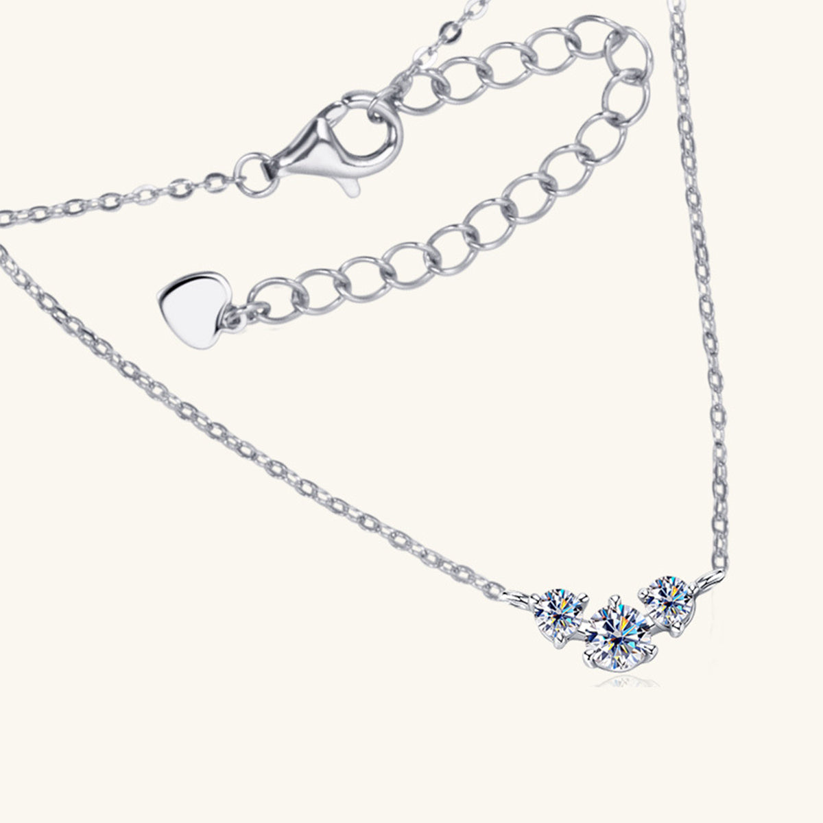 925 Sterling Silver Inlaid Moissanite Necklace 