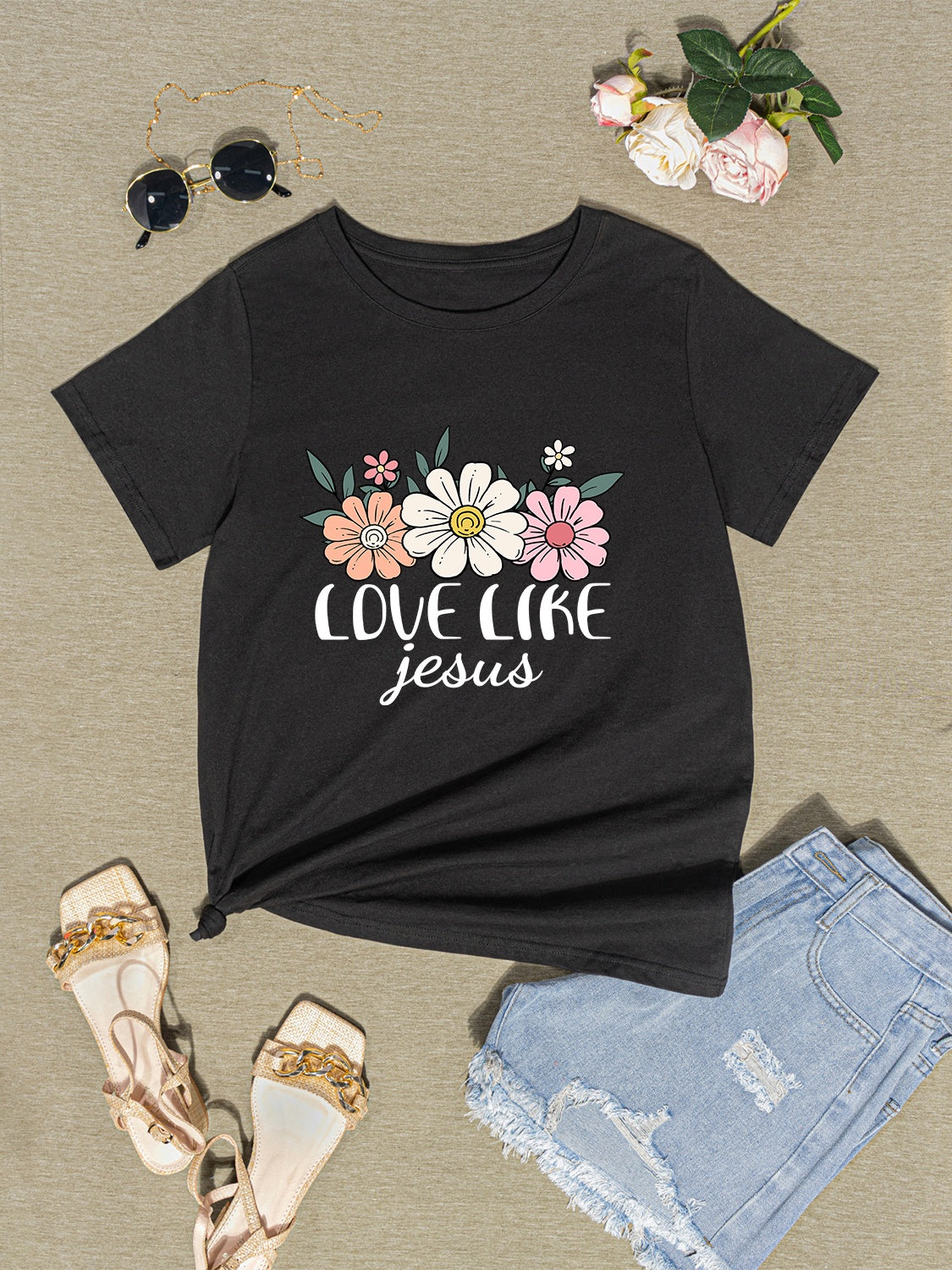 LOVE LIKE JESUS Round Neck T-Shirt 