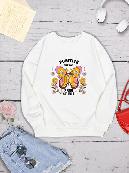 Butterfly Graphic Dropped Shoulder Sweatshirt 