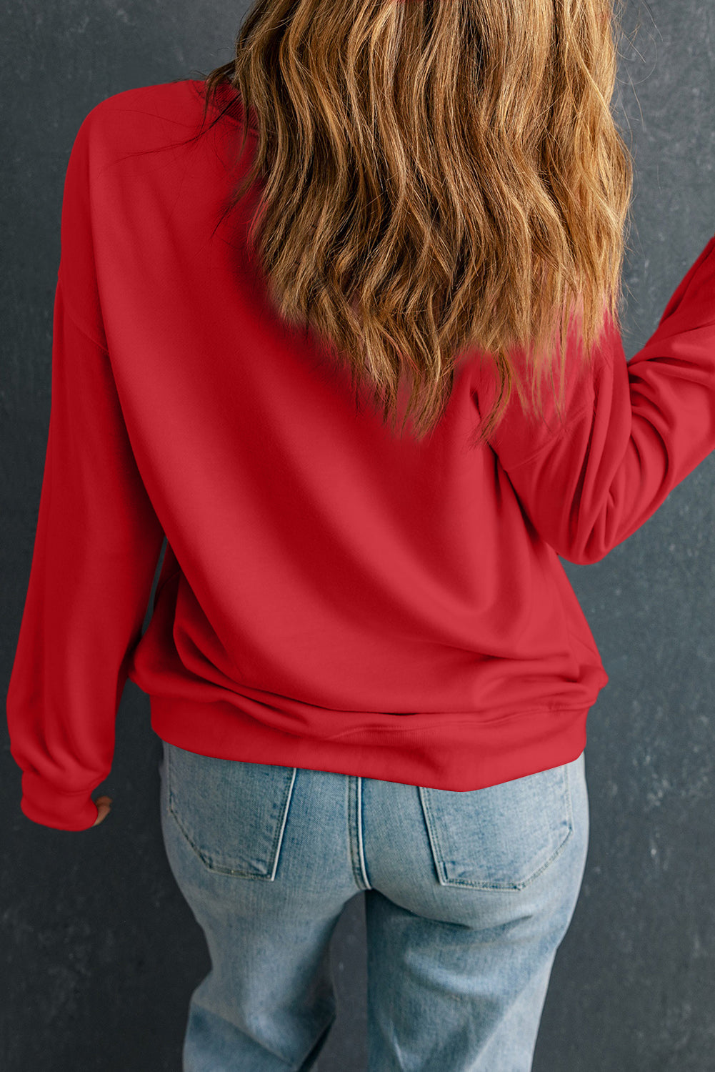 Round Neck Dropped Shoulder Sweatshirt 