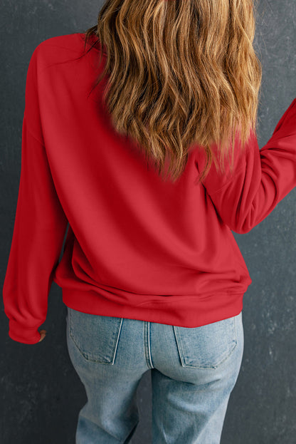 Round Neck Dropped Shoulder Sweatshirt 