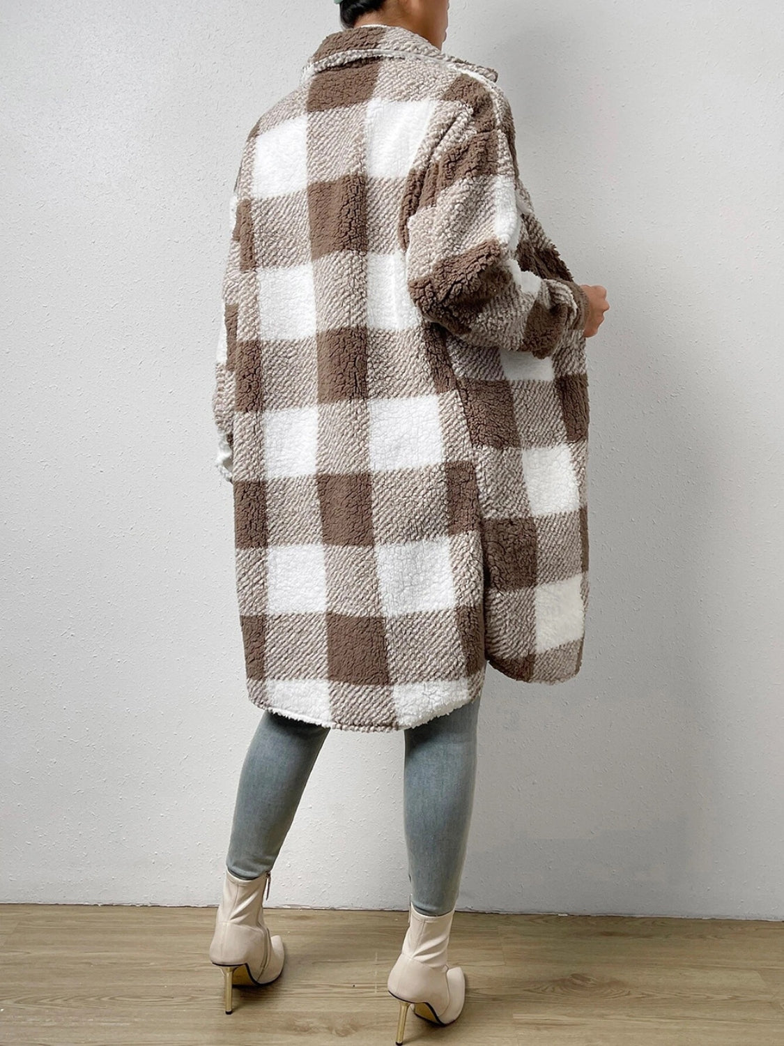 Plaid Collared Neck Button Down Coat 