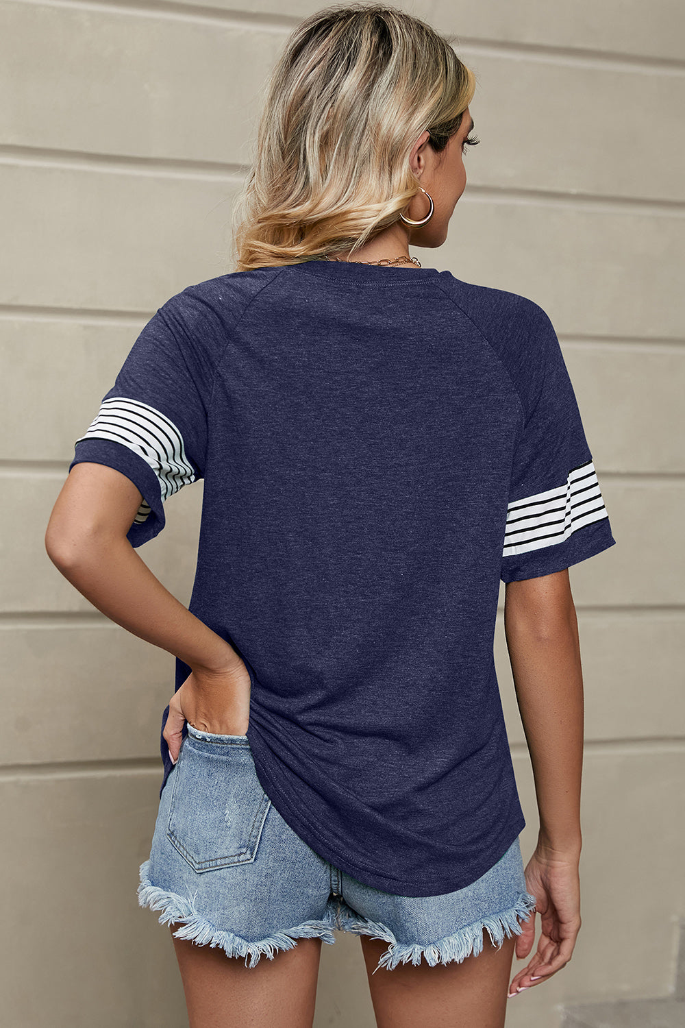 Striped Round Neck Short Sleeve T-Shirt 