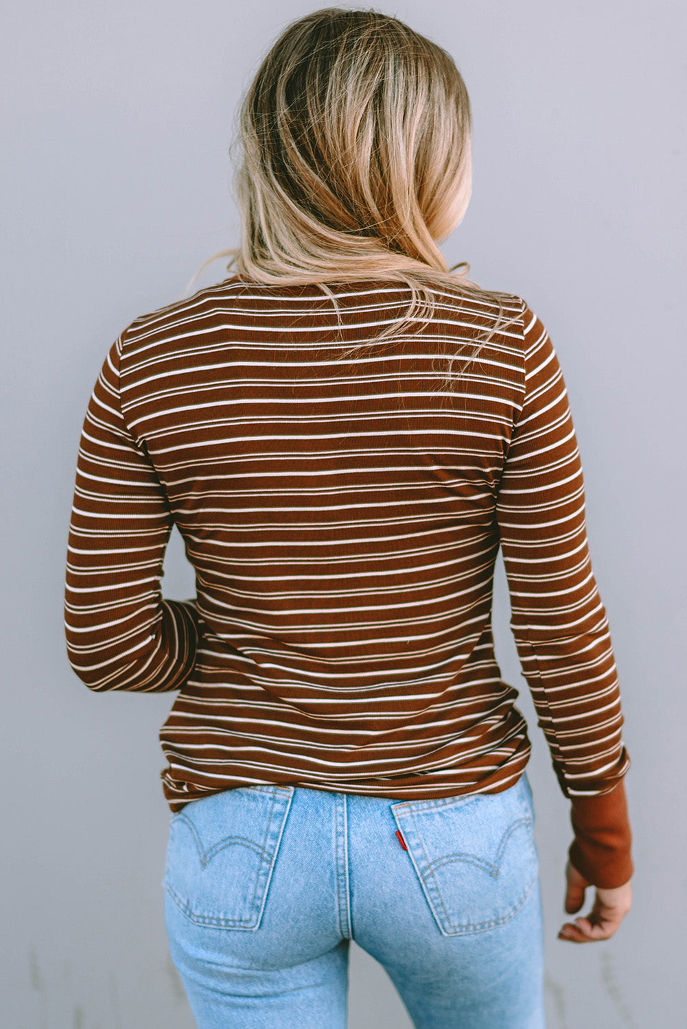 Striped Quarter Snap Long Sleeve T-Shirt 