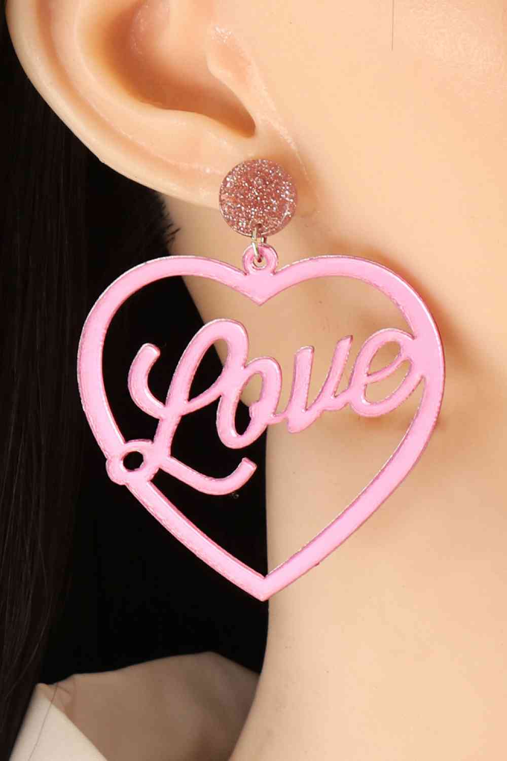 Acrylic Heart Dangle Earrings 