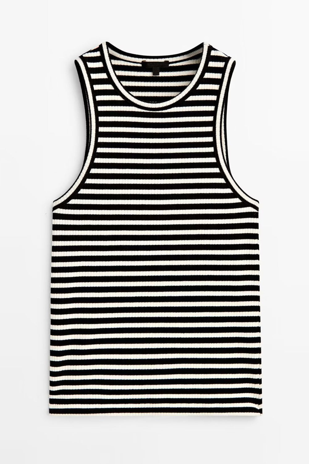 Striped Round Neck Wide Strap Tank 