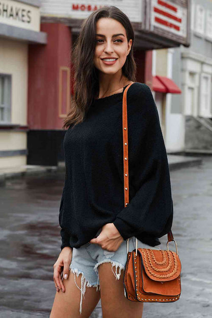 Scoop Neck Drop Shoulder Sweater 