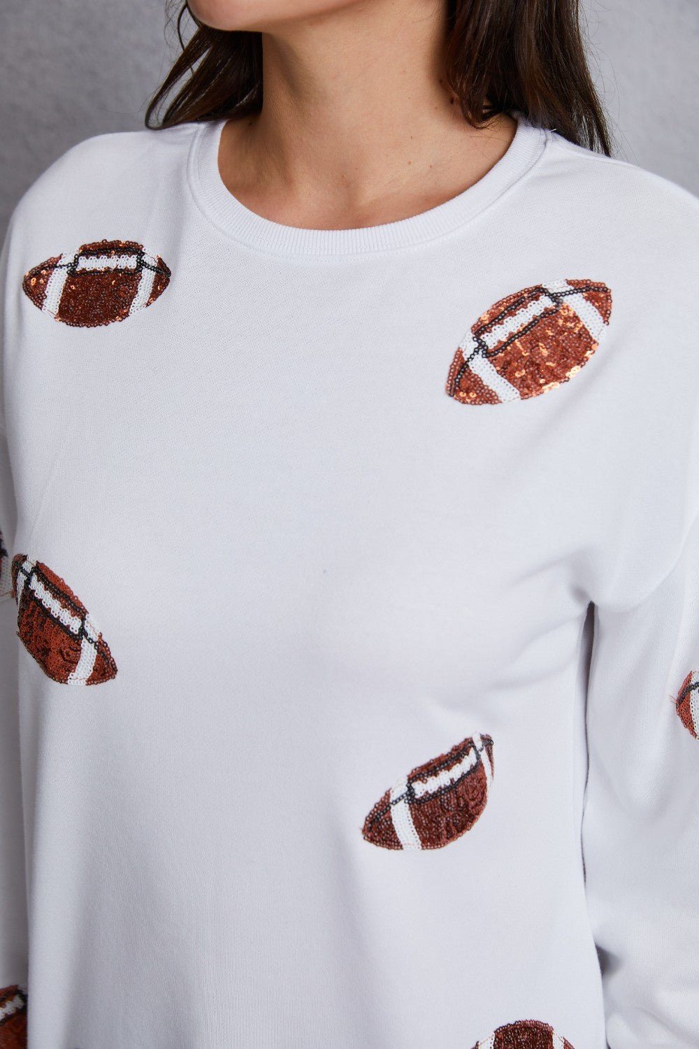 Football Sequin Patch Long Sleeve Sweatshirt 