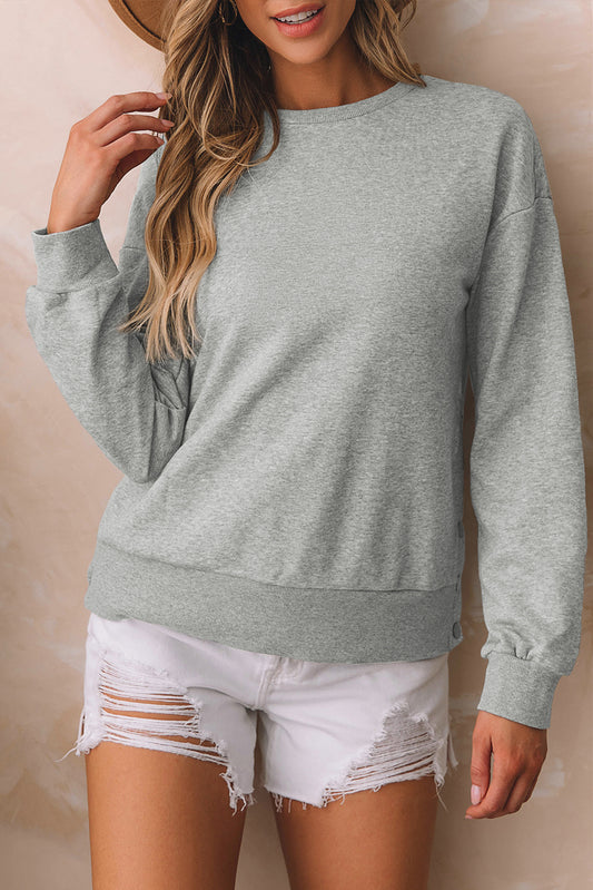 Round Neck Dropped Shoulder Sweatshirt 