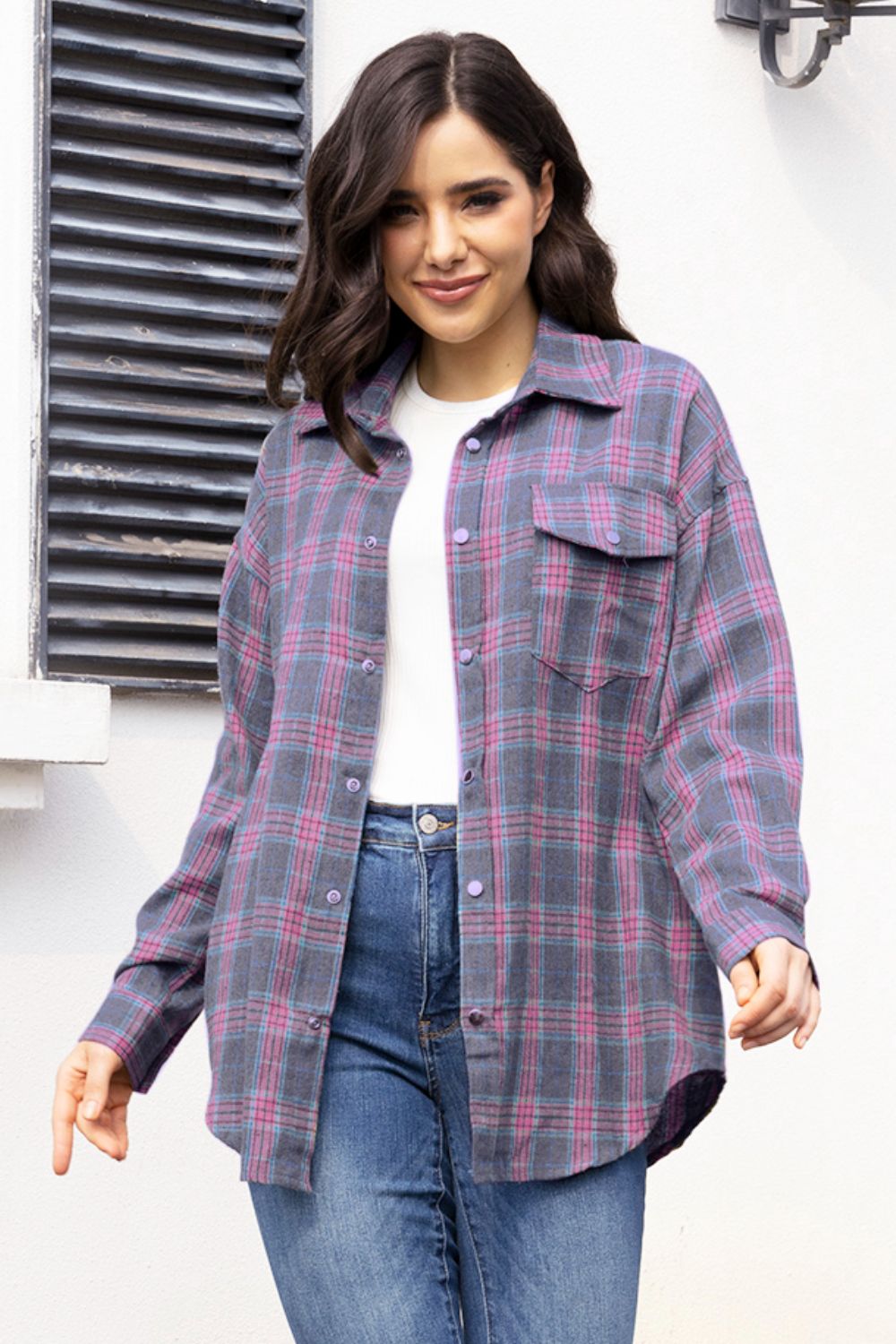 Plaid Button Up Long Sleeve Shirt 