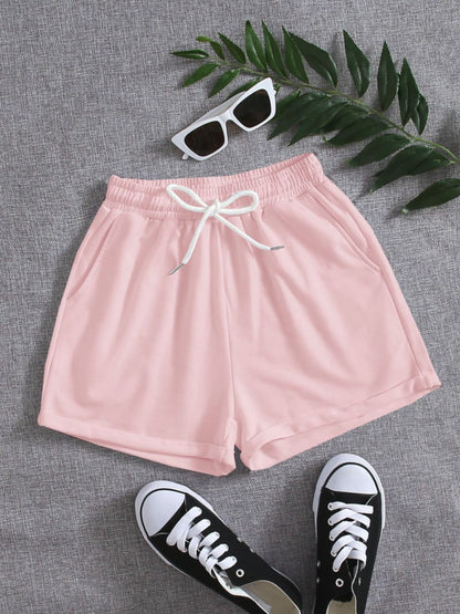 Drawstring Pocketed Elastic Waist Shorts