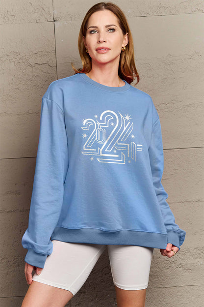 Simply Love Full Size 2024 Round Neck Dropped Shoulder Sweatshirt