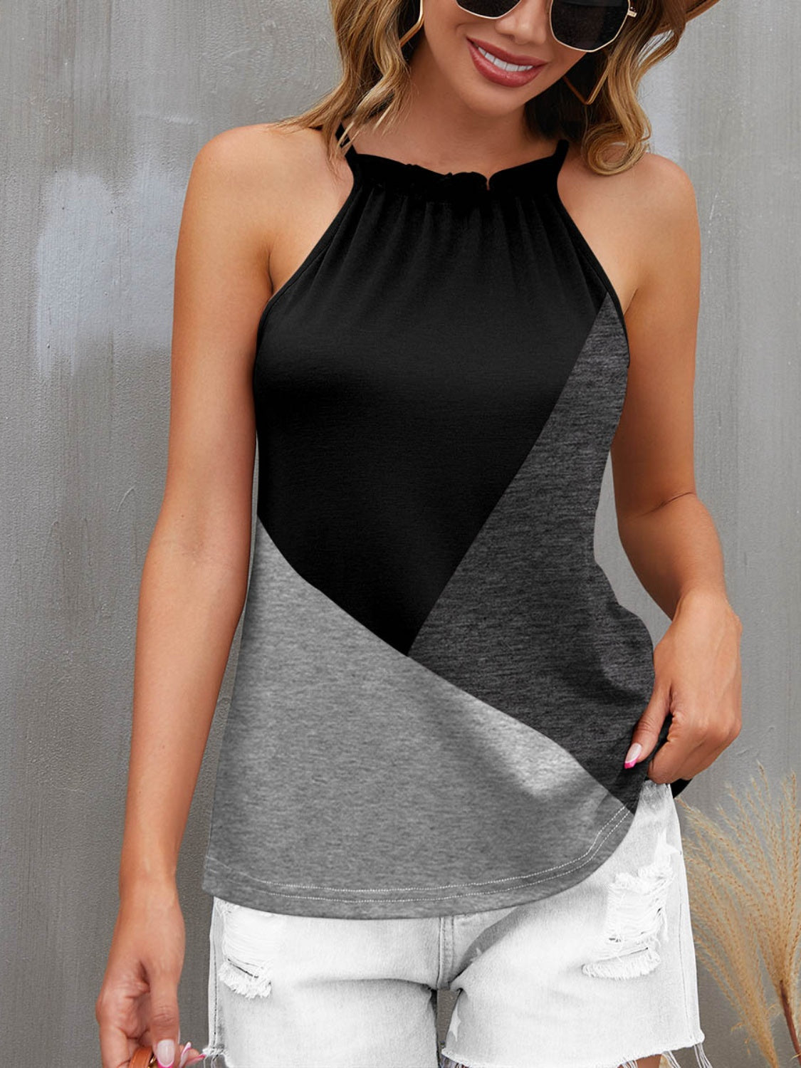 Color Block Grecian Neck Cami 