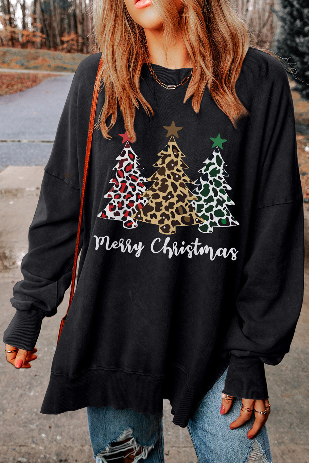 MERRY CHRISTMAS Graphic Dropped Shoulder Sweatshirt - Babbazon Tops