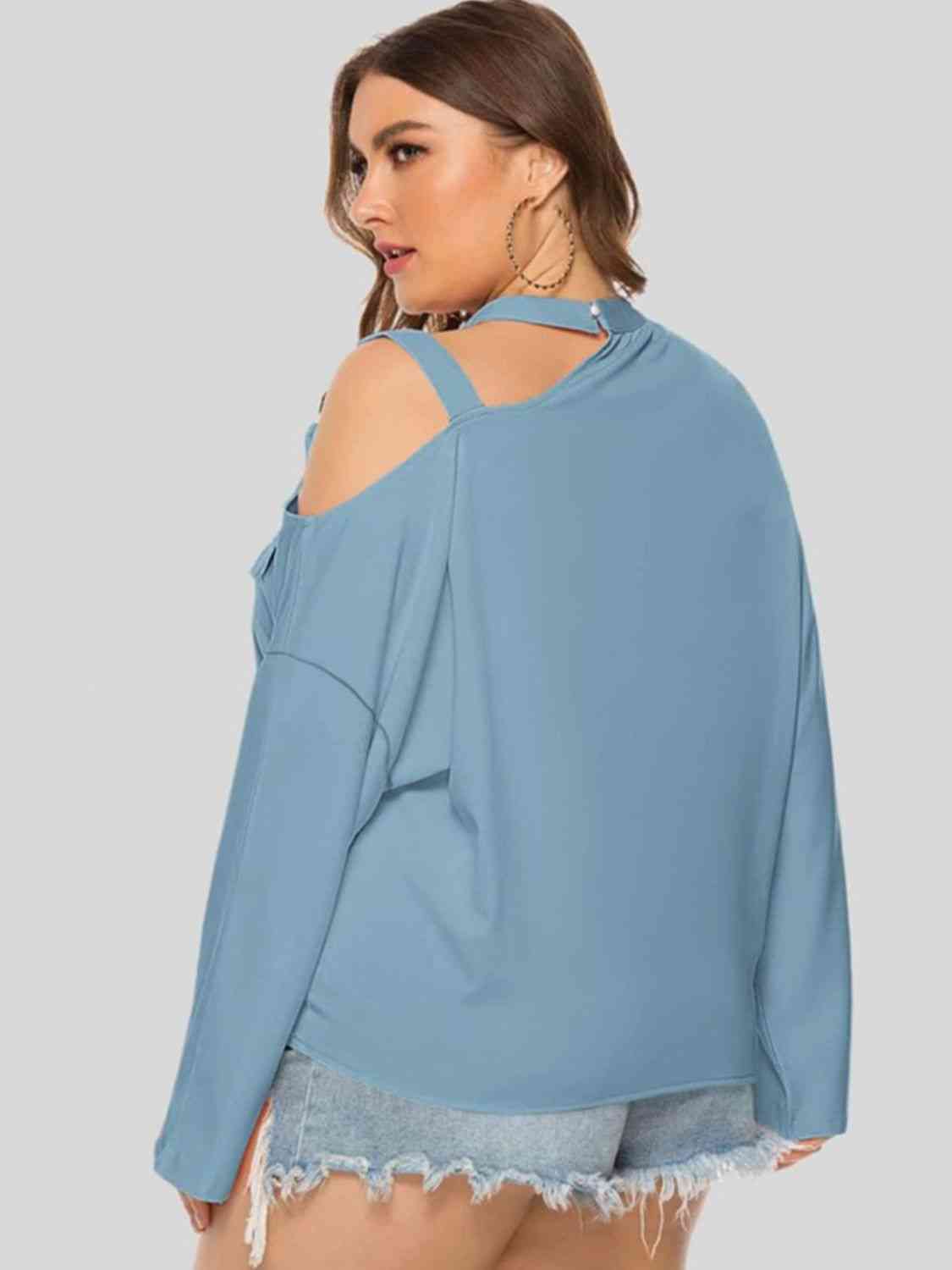 Plus Size Cold-Shoulder Tied Top 