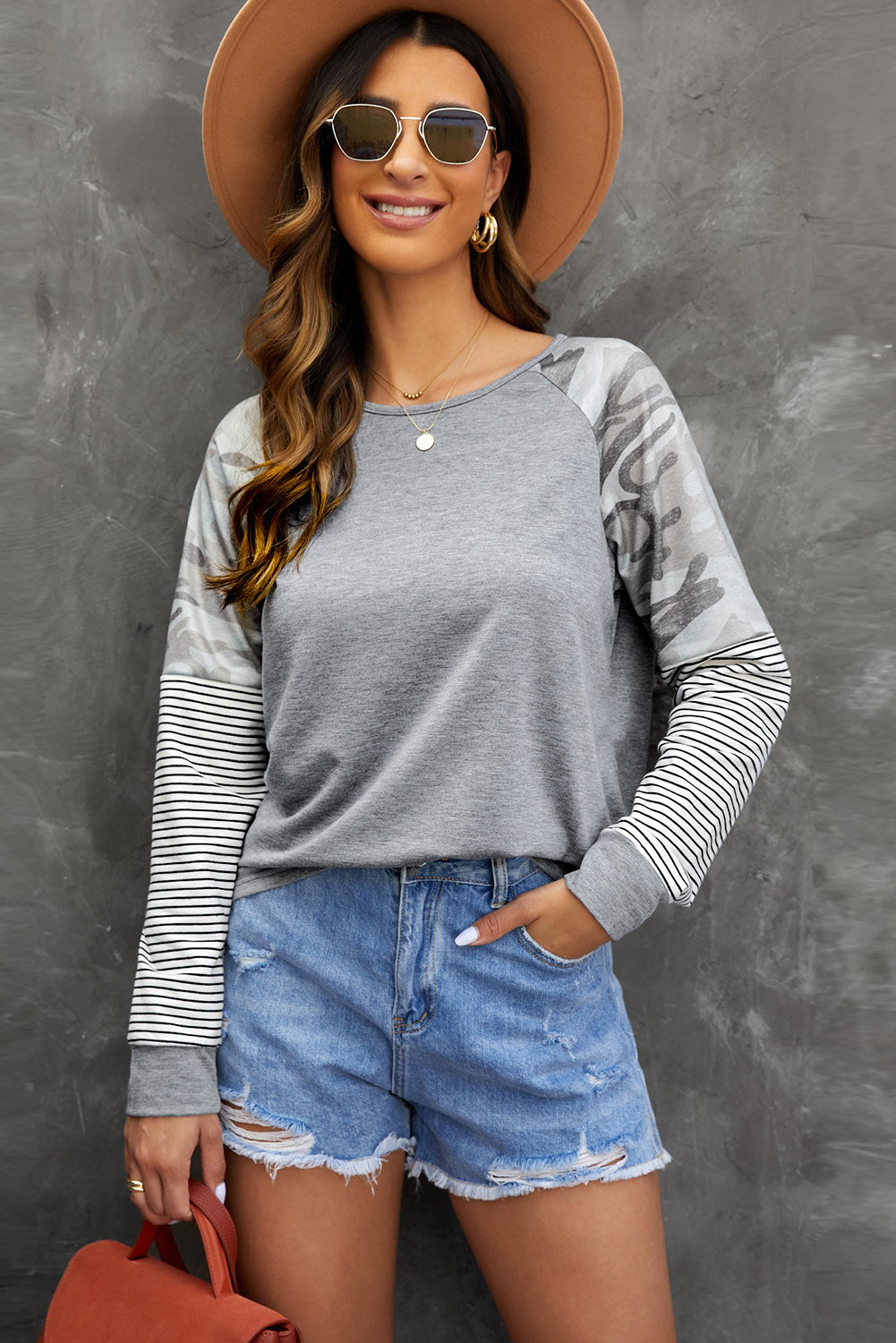 Mixed Print Raglan Top 