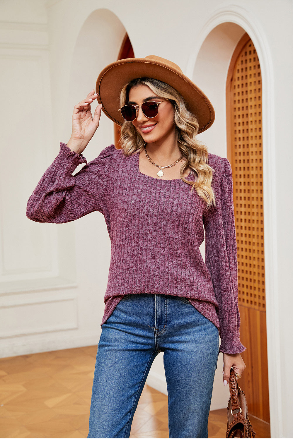 Square Neck Puff Sleeve Top