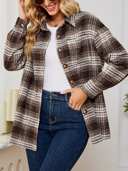 Plaid Collared Shirt Jacket 