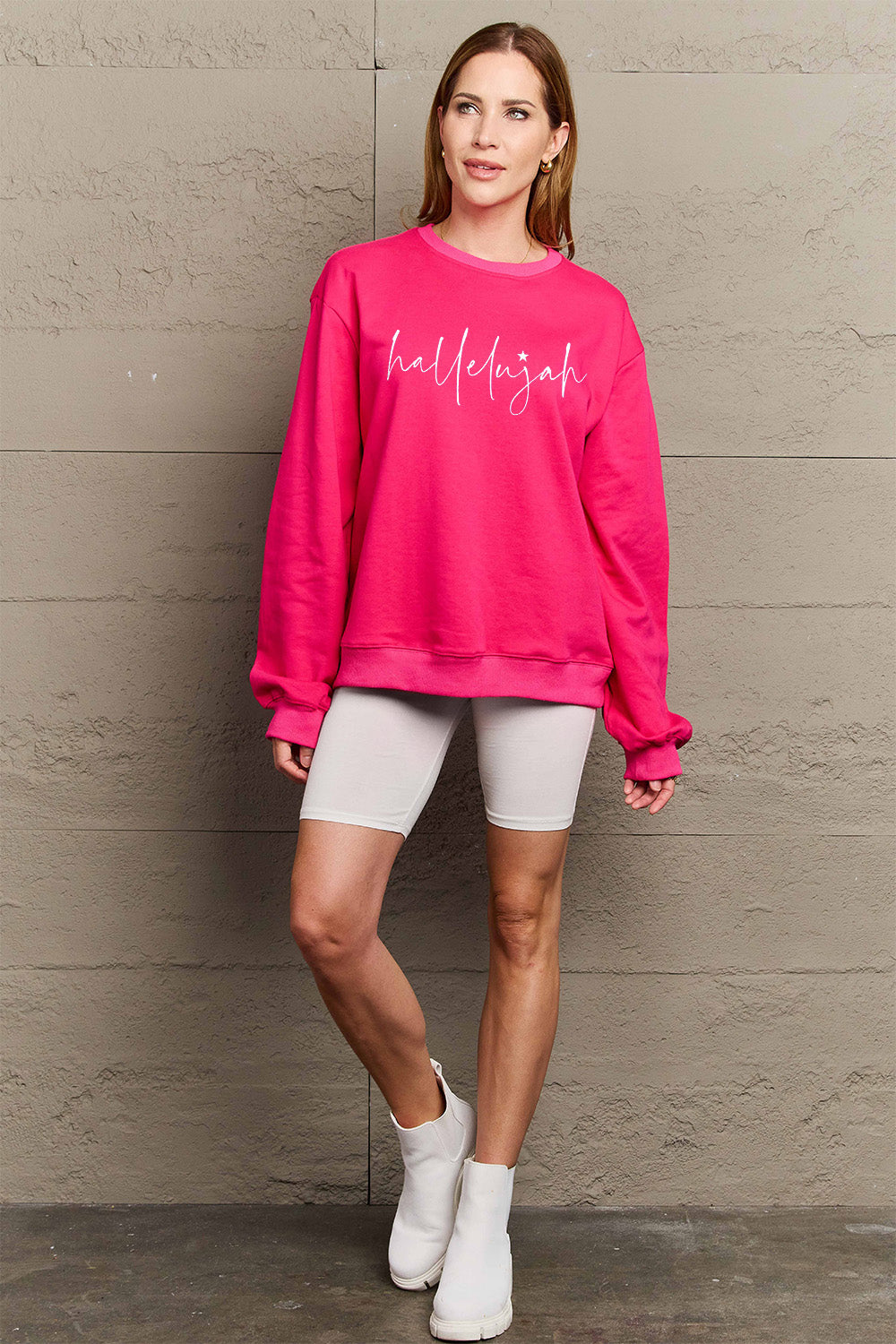 Simply Love Full Size Letter Graphic Long Sleeve Sweatshirt