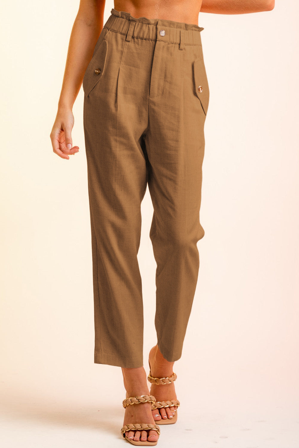 Side Button Long Pants - Babbazon