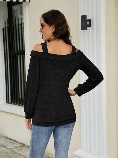 Cold Shoulder Cutout Square Neck Blouse 